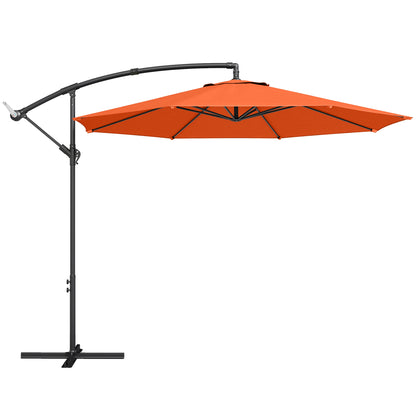 Outsunny 3 m Overhanging Cantilever Parasol, with Cross Base - Orange
