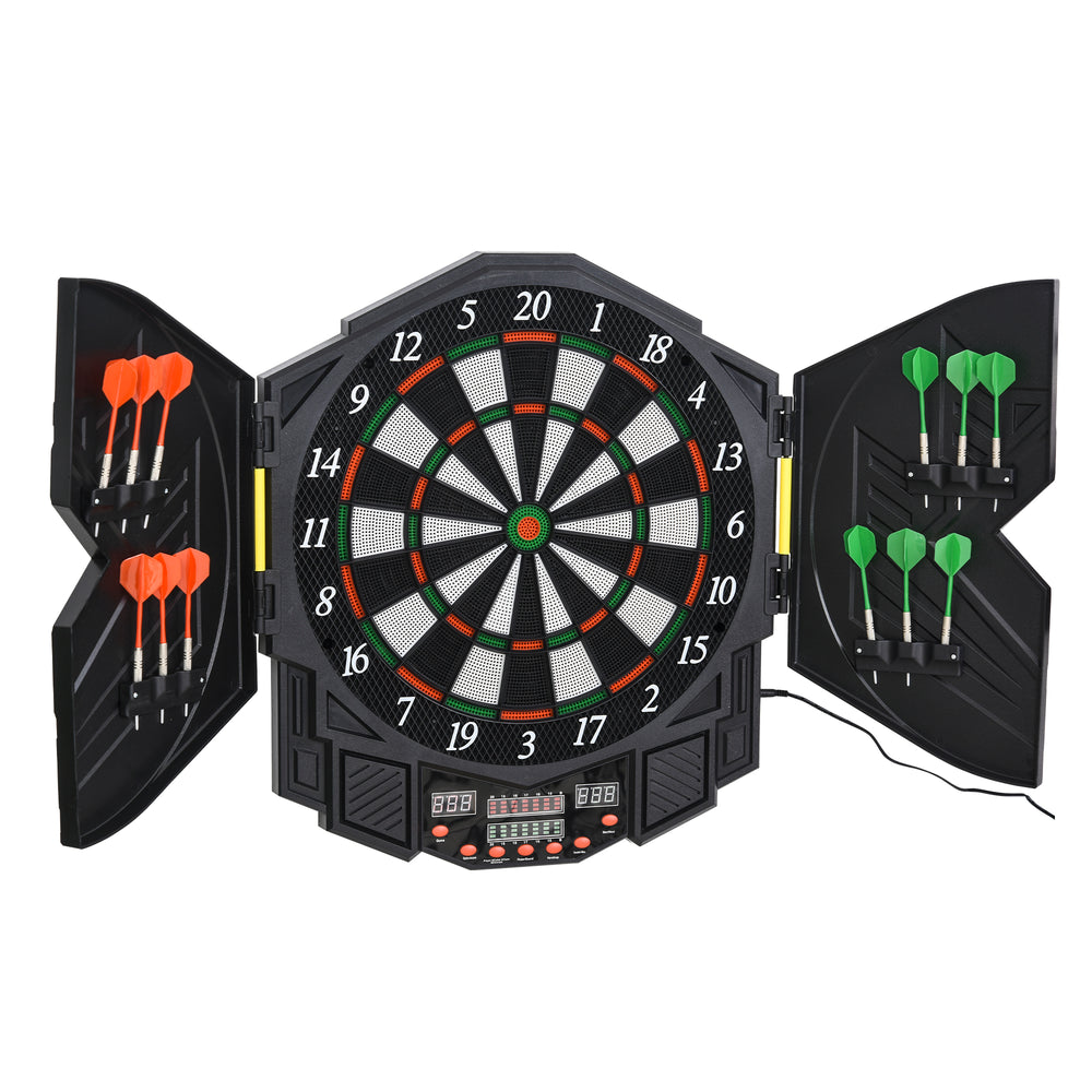 HOMCOM Dart Board Set, Electronic Dartboard with LED Digital Score Display, Soft Tip Darts, 27 Games, Speaker Sound