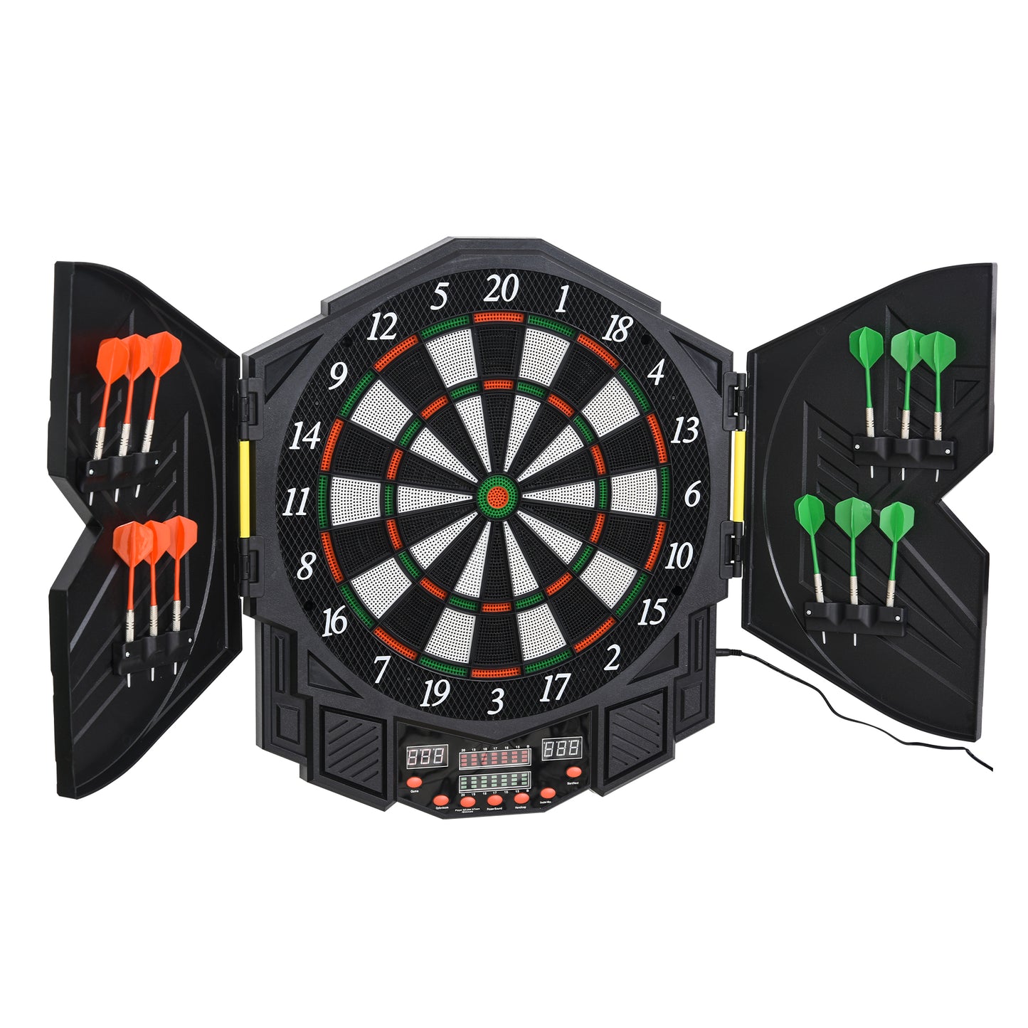 HOMCOM Dart Board Set, Electronic Dartboard with LED Digital Score Display, Soft Tip Darts, 27 Games, Speaker Sound