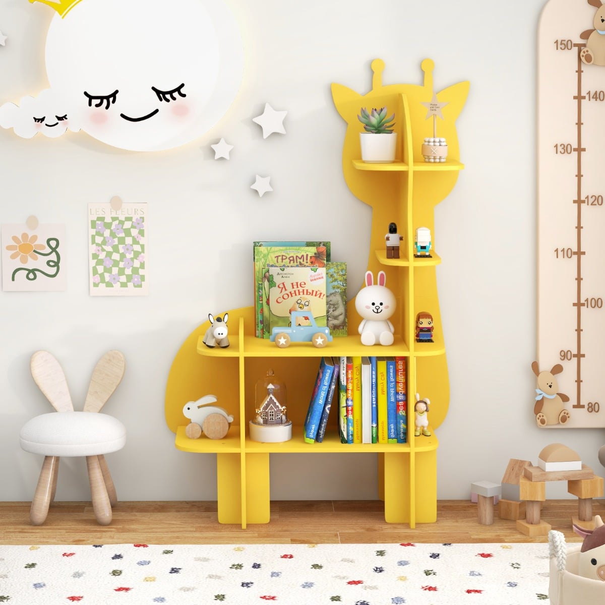 Kids Toy Storage Organizer with Anti-Toppling System for Play Room Nursery Kindergarten-Yellow