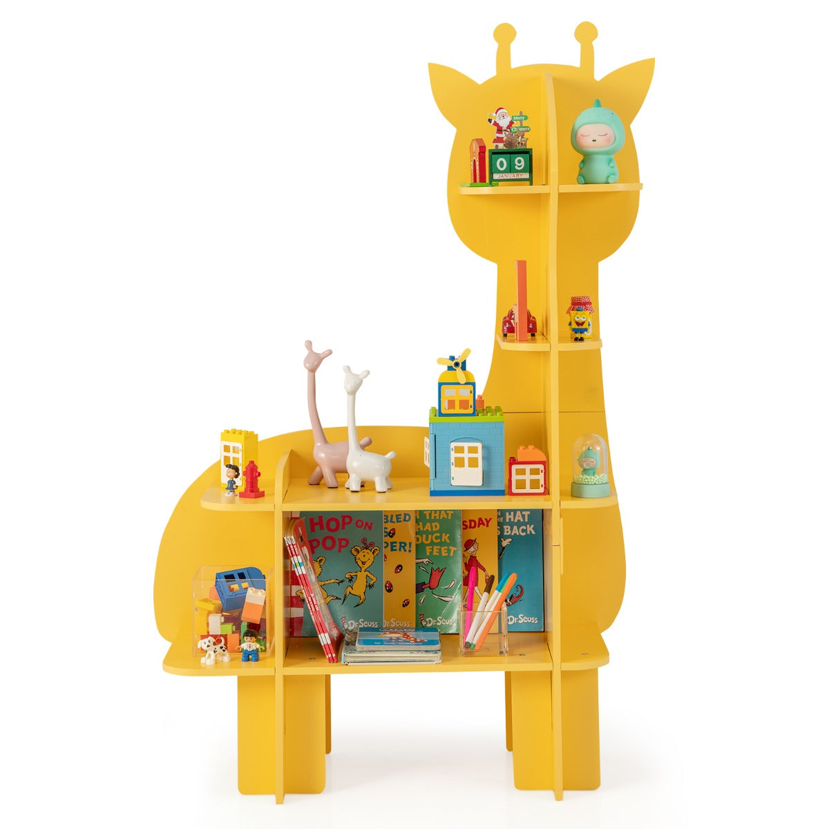 Kids Toy Storage Organizer with Anti-Toppling System for Play Room Nursery Kindergarten-Yellow