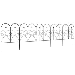 Outsunny Set of Five Decorative Heart Metal Fence Panels - Black