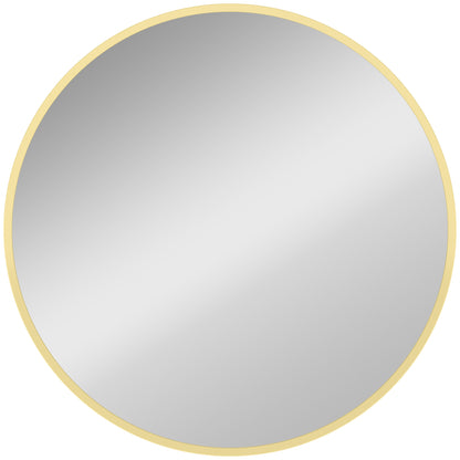 HOMCOM 61cm Decorative Wall Mirror for Bedroom Living Room, Modern Round Bathroom Mirror for Home Decor, Gold Tone