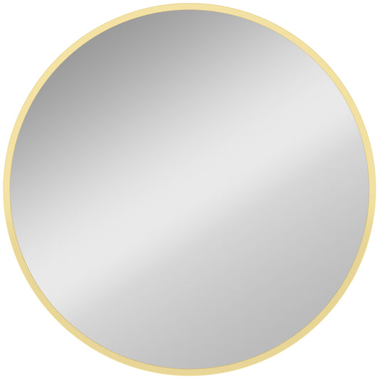 HOMCOM 61cm Decorative Wall Mirror for Bedroom Living Room, Modern Round Bathroom Mirror for Home Decor, Gold Tone