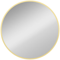 HOMCOM 61cm Decorative Wall Mirror for Bedroom Living Room, Modern Round Bathroom Mirror for Home Decor, Gold Tone