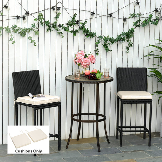 Outsunny Set of 2 Garden Chair Cushions with Ties, 45 x 45 cm Replacement Cushions for Outdoor Furniture, Cream White