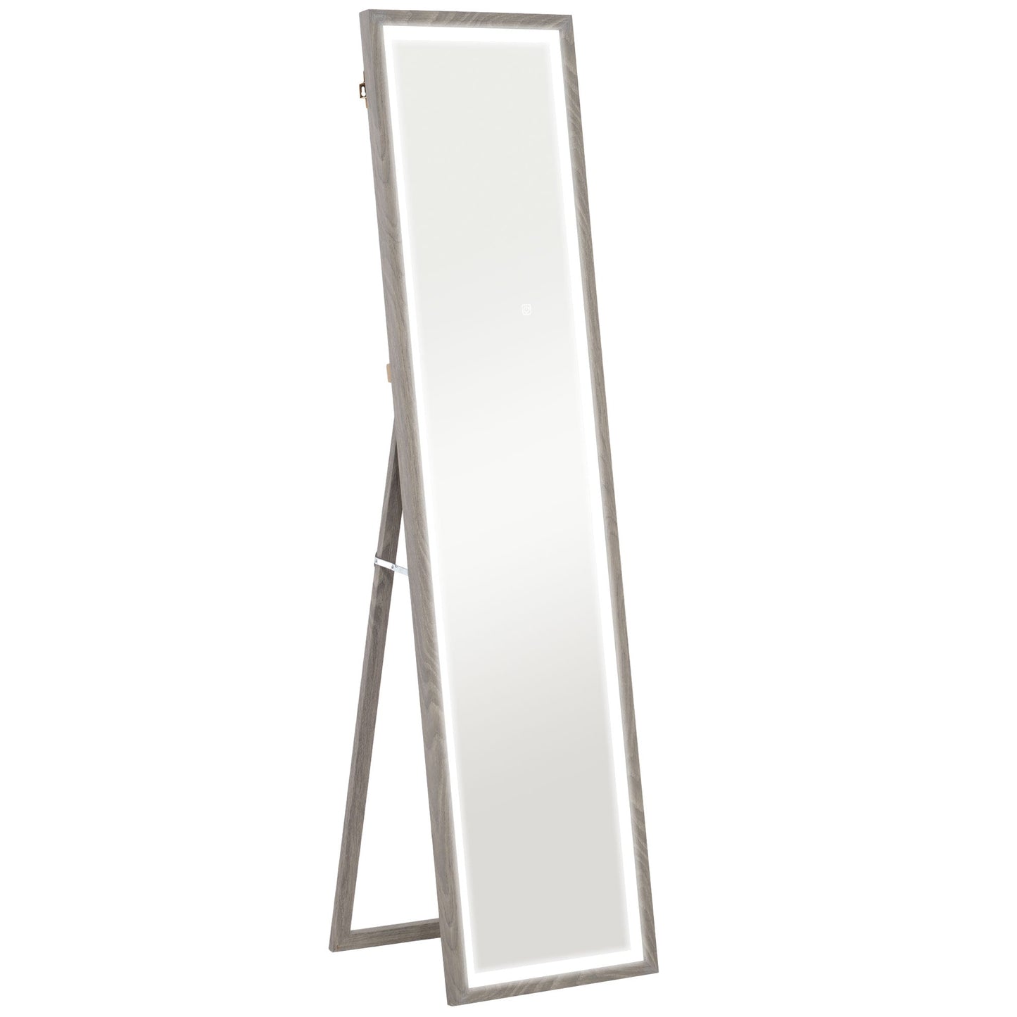 HOMCOM Full Length Mirror, with Adjustable Outer Light, Grey