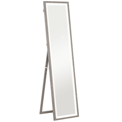 HOMCOM Full Length Mirror, with Adjustable Outer Light, Grey