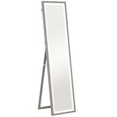 HOMCOM Full Length Mirror, with Adjustable Outer Light, Grey