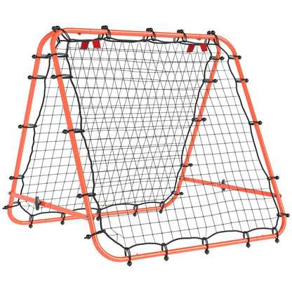 HOMCOM Double Sided Football Rebounder Net, Football Rebound Goal with Five Adjustable Angles, Orange