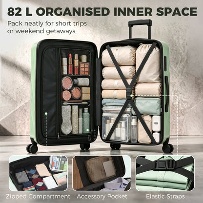 HOMCOM 30Inch 77cm Suitcase, ABS Hard Shell Checked Luggage with TSA Lock, Spinner Wheels, Telescopic Handle, Green