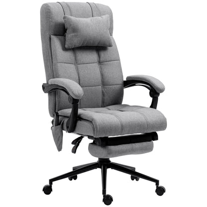 Vinsetto Office Chair with 6-point Vibration Massage and Heat, Computer Chair with Adjustable Height, Head Pillow, Footrest for Home, Grey