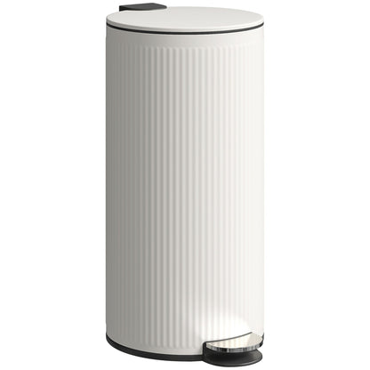 HOMCOM Kitchen Bin, 30 Litre Pedal Rubbish Bin with Removable Bucket, Cream