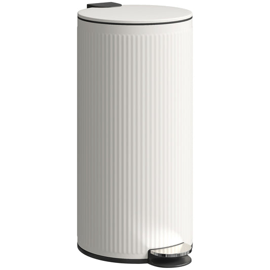 HOMCOM Kitchen Bin, 30 Litre Pedal Rubbish Bin with Removable Bucket, Cream