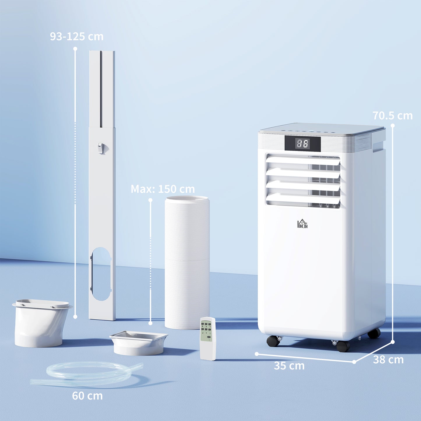 HOMCOM 10000 BTU Air Conditioning Unit, 4-in-1 Portable Air Conditioner, Dehumidifier, Cooling, Fan, Sleep Mode, with Remote Control, LED Display, 2 Speeds, 24H Timer, Window Venting Kit, 22mÂ²