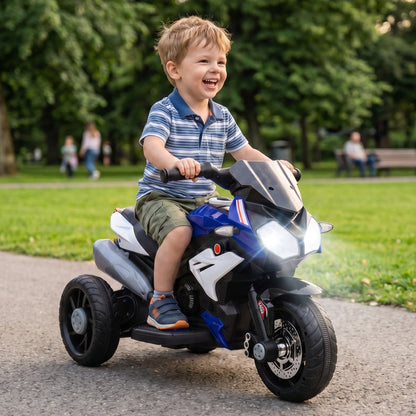 HOMCOM Kids Electric Motorcycle, 6V Ride on Motorcycle with 3 Wheels, LED Headlight, Music, Horn for Boys Girls 3-5 Y, Blue