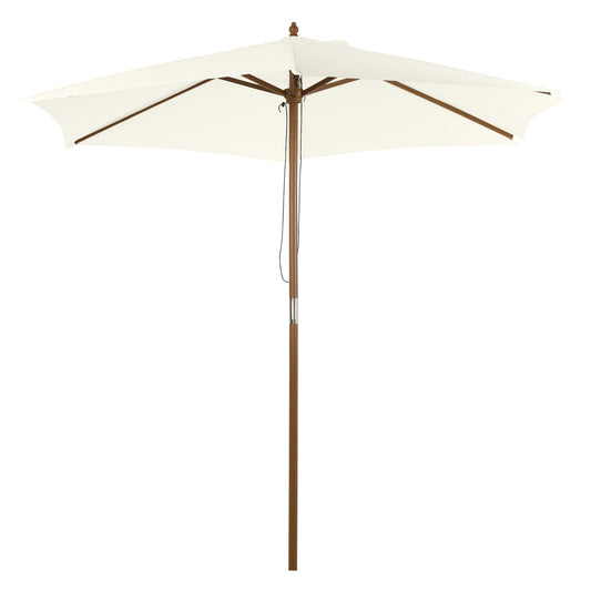 Outsunny 2.5m Patio Umbrella, Wood Garden Parasol, Sun Shade with 6 Ribs and Top Vent for Outdoor, White