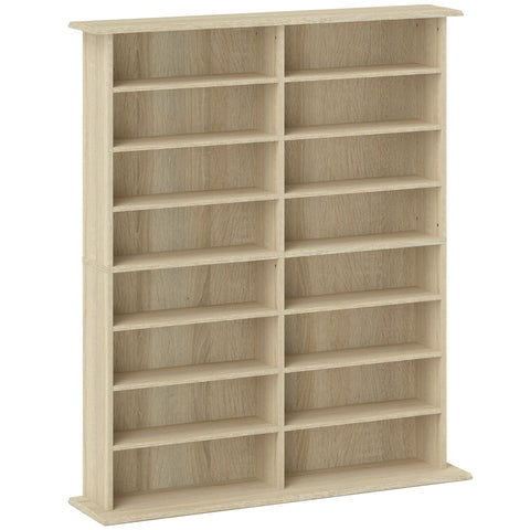 HOMCOM 16-Compartment Media Shelf - Nature Wood Finish