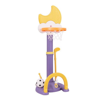 4-In-1 Kids Basketball Hoop with Adjustable Height for Kids-Yellow