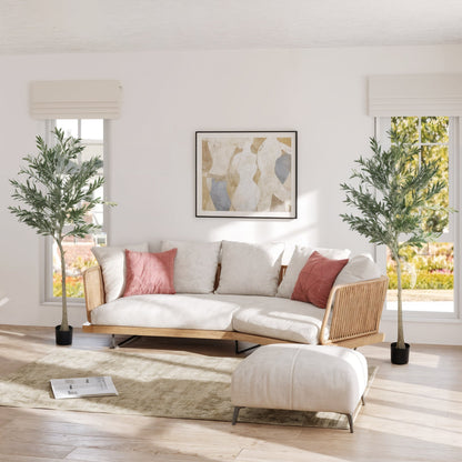 HOMCOM Set of Two Silk Leaf Artificial Olive Trees