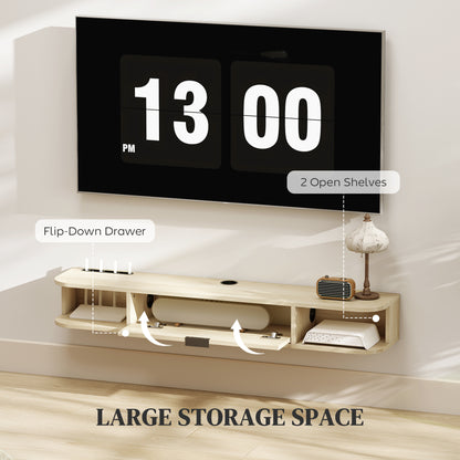 HOMCOM 120 cm Floating TV Unit for TVs up to 50 Inch - Natural