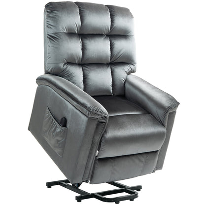 HOMCOM Velvet-Feel Electric Lift Recliner Chair - Dark Grey
