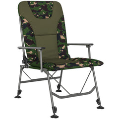Outsunny Camping Chair Padded Reclining Folding Chair with Wide Armrests for Adults Camouflage