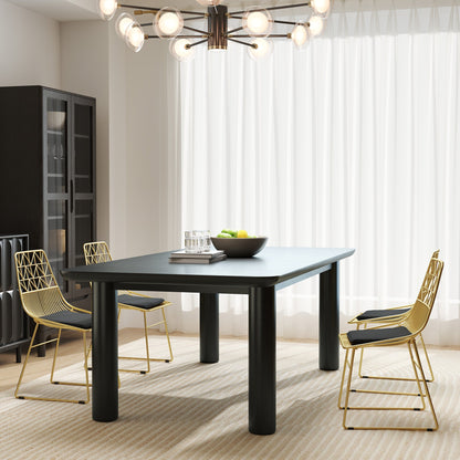 HOMCOM Luxurious Dining Chairs Set of 4, Metal Wire Kitchen Chair with Removable Velvet-feel Cushion, Cut-out Back and Steel Frame for Dining Room, Gold Tone