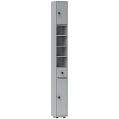 kleankin 180cm Slim Bathroom Cabinet, with Drawer, Shelves and Cupboards - Grey