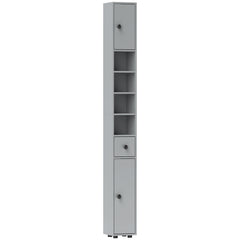 kleankin 180cm Slim Bathroom Cabinet, with Drawer, Shelves and Cupboards - Grey