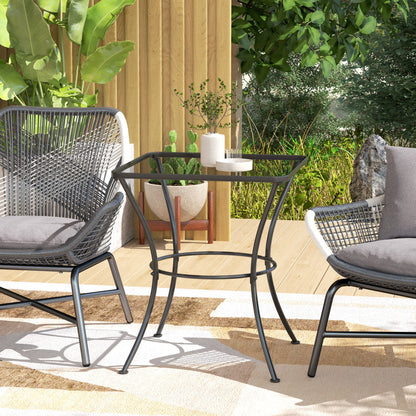 Outsunny 60cm Square Garden Table, Outdoor Metal Bistro Side Desk with Mesh Top, Black