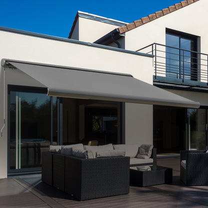 Outsunny 3 x 2.5m Electric Awning with Remote Controller, Aluminium Frame DIY Retractable Awning, UV50+ Sun Shade Canopy for Garden Patio Deck Door Window, Grey
