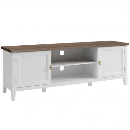 HOMCOM TV Stand for TVs up to 42 Inch, Farmhouse Entertainment Center with 2 Open Shelves, 2 Cabinets and Thick Top