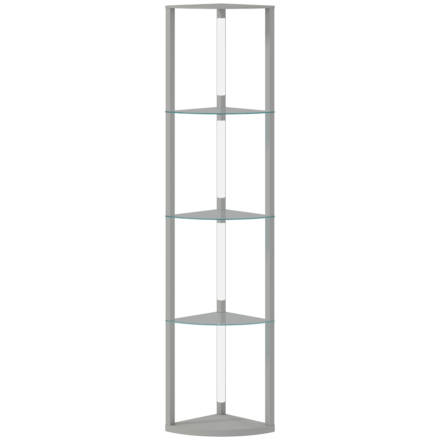 HOMCOM LED Floor Lamp with Shelves, Dimmable Standing Lamp with Foot Switch for Living Room, Bedroom, Grey