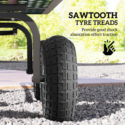 Outsunny Set of 4 Pneumatic Wheels, 10" Wheelbarrow Wheels Replacement for Barn Carts, Hose Carts, Garden Carts, Sack Trucks, Black