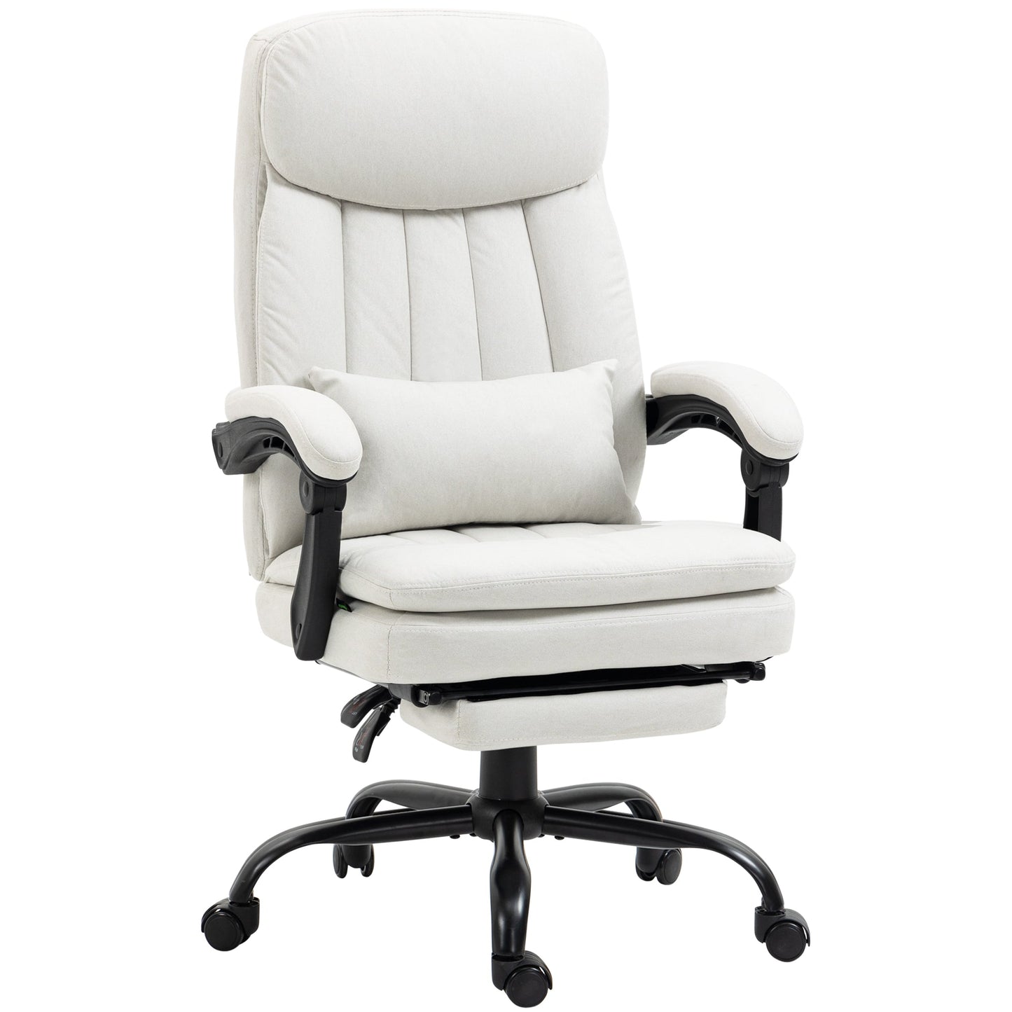 Vinsetto Office Chair, Ergonomic Desk Chair with 6-Point Vibration Massage and Lumbar Heating, Computer Chair with Lumbar Support Pillow, 155  Reclining Back and Footrest, Cream White