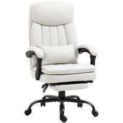Vinsetto Office Chair, Ergonomic Desk Chair with 6-Point Vibration Massage and Lumbar Heating, Computer Chair with Lumbar Support Pillow, 155  Reclining Back and Footrest, Cream White