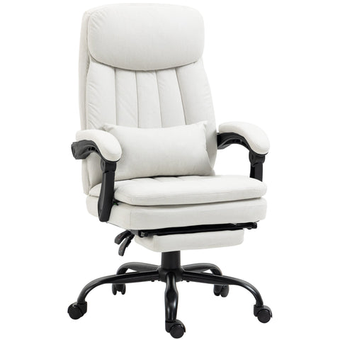 Vinsetto Office Chair, Ergonomic Desk Chair with 6-Point Vibration Massage and Lumbar Heating, Computer Chair with Lumbar Support Pillow, 155  Reclining Back and Footrest, Cream White