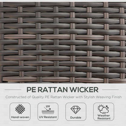 Outsunny Double Rattan Sun Lounger, Garden Daybed with 5-Level Adjustable Backrest and Flip Side Trays, Wicker Outdoor Furniture Recliner with Cushions and Pillows for Patio, Cream White