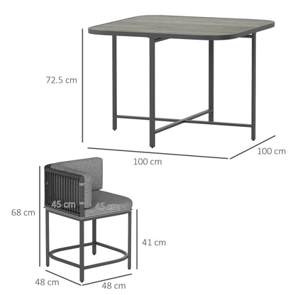 Outsunny 4-Seater Rattan Cube Garden Furniture Set with Cushions - Charcoal Grey