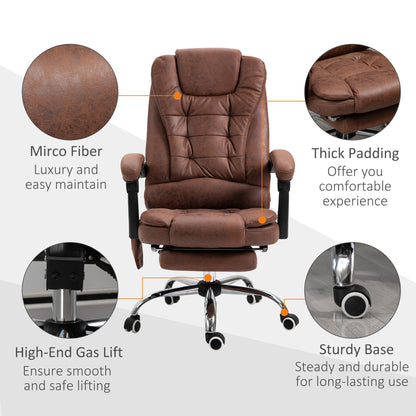 Vinsetto Heated 6 Points Vibration Massage Executive Office Chair Adjustable Swivel Ergonomic High Back Desk Recliner & Footrest - Brown