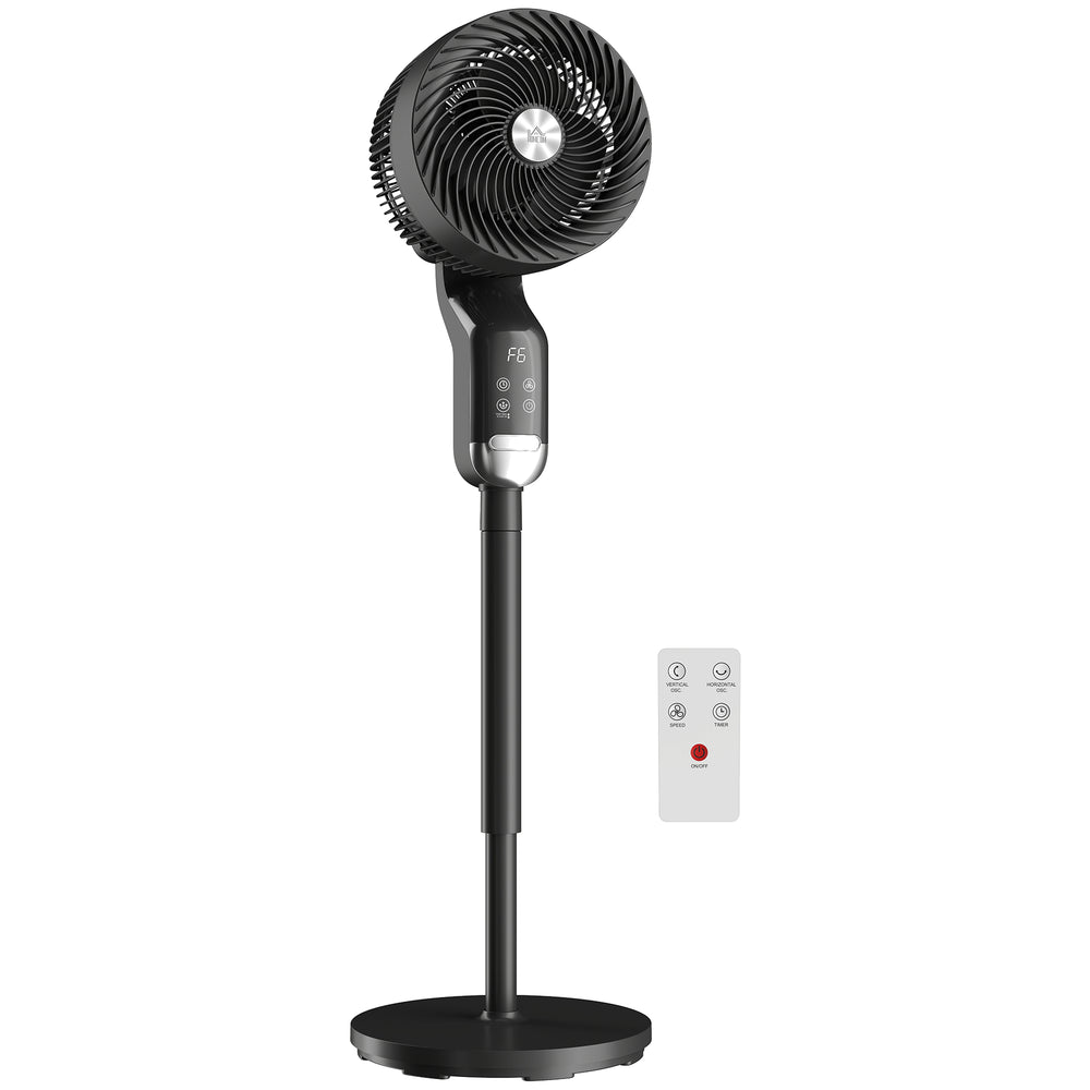 HOMCOM 20 dB Silent Standing Fan, Pedestal Fan with Remote, Oscillating, 8 Speeds, Adjustable Height, 12H Timer