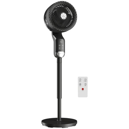 HOMCOM 20 dB Silent Standing Fan, Pedestal Fan with Remote, Oscillating, 8 Speeds, Adjustable Height, 12H Timer