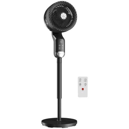 HOMCOM 20 dB Silent Standing Fan, Pedestal Fan with Remote, Oscillating, 8 Speeds, Adjustable Height, 12H Timer