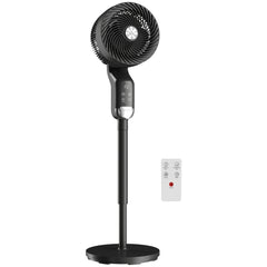 HOMCOM 20 dB Silent Standing Fan, Pedestal Fan with Remote, Oscillating, 8 Speeds, Adjustable Height, 12H Timer
