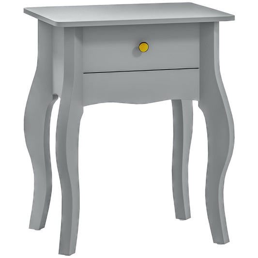 HOMCOM French Style Side Table with Drawer - Grey