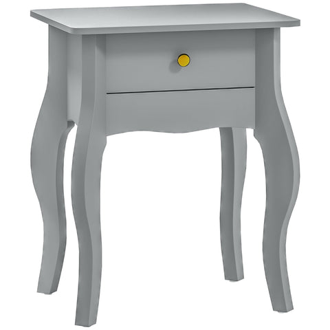 HOMCOM French Style Side Table with Drawer - Grey