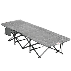 Outsunny Foldable Camp Bed, Padded Patio Camping Bed with Carry Bag, Magazine Bag and Cup Holder for Outdoor, Garden, Black