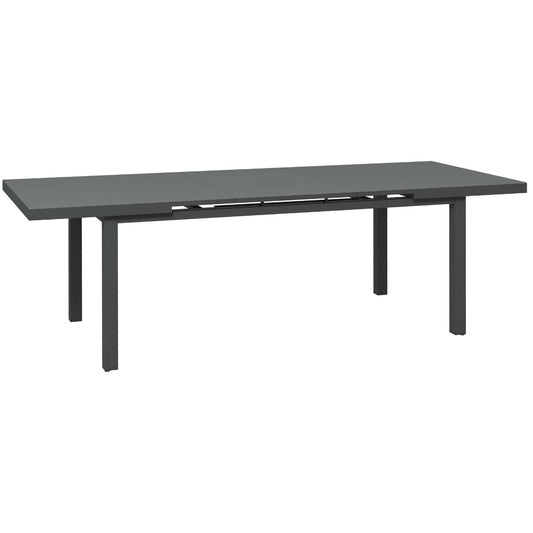 Outsunny Aluminium Garden Table for 6-8, 246 cm Extending Outdoor Dining Table Rectangle for Patio, Balcony - Charcoal Grey