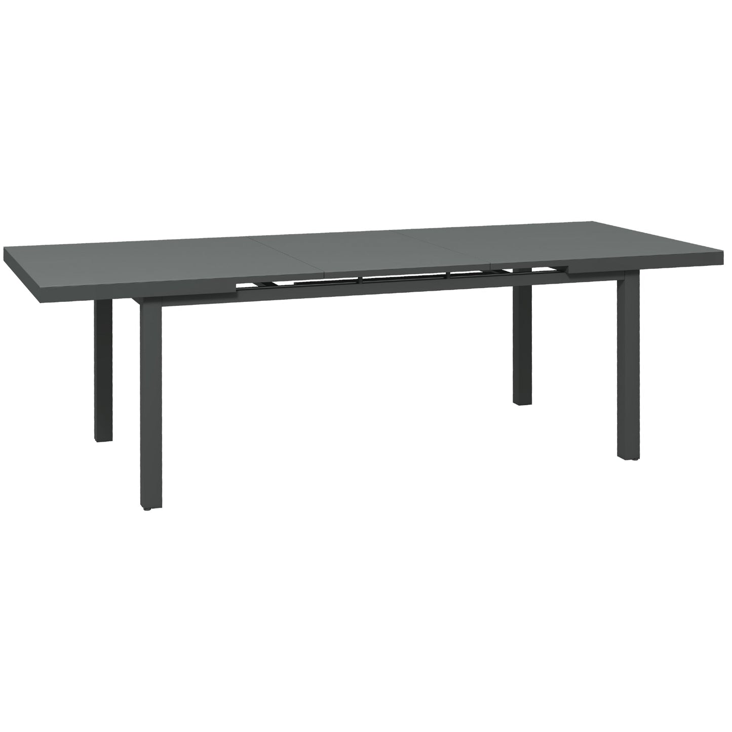 Outsunny Aluminium Garden Table for 6-8, 246 cm Extending Outdoor Dining Table Rectangle for Patio, Balcony - Charcoal Grey